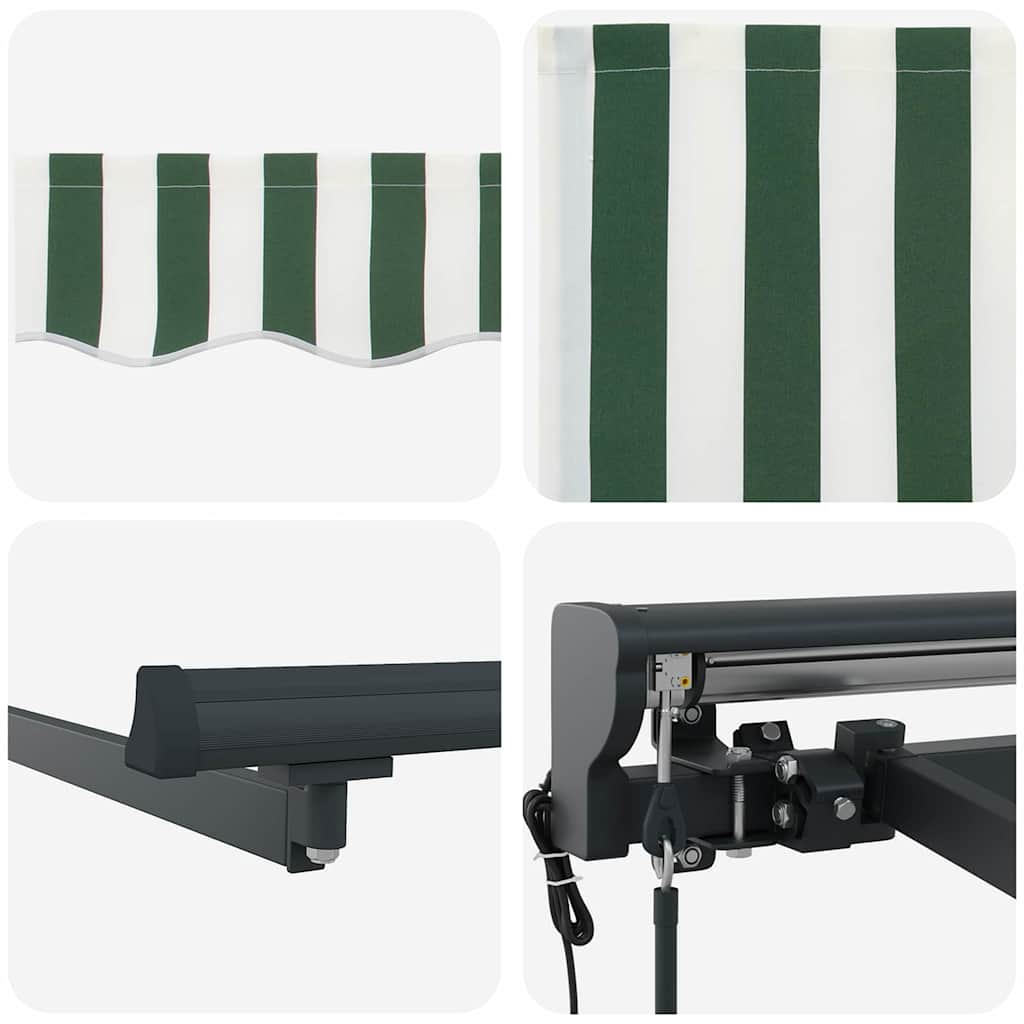 Retractable Awning Frame Green and White 400 X 300 Cm
