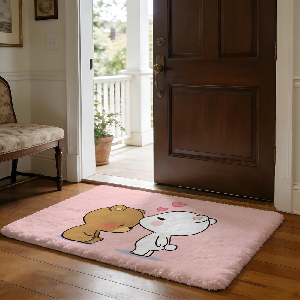 Cute MMilk And MMochaS Floor Mat Soft Flannel Absorbent Mat Non-Slip Rug Home Bedroom Bathroom