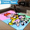 Benutzerdefinierter Name Powerpuff Abenteuer Teppich Spiel Teppich, Fußmatte für Schlafzimmer Wohnzimmer Eingangsbereich Teppich, Heimdeko Idee Geschenk für Weihnachten Geburtstag
