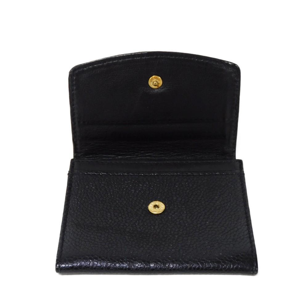 Used 10097 Compact Flap Wallet 7943 COCO Mark CC Mark 3rd Series Vintage Deca Coco Caviar Skin Black Unisex from Japan
