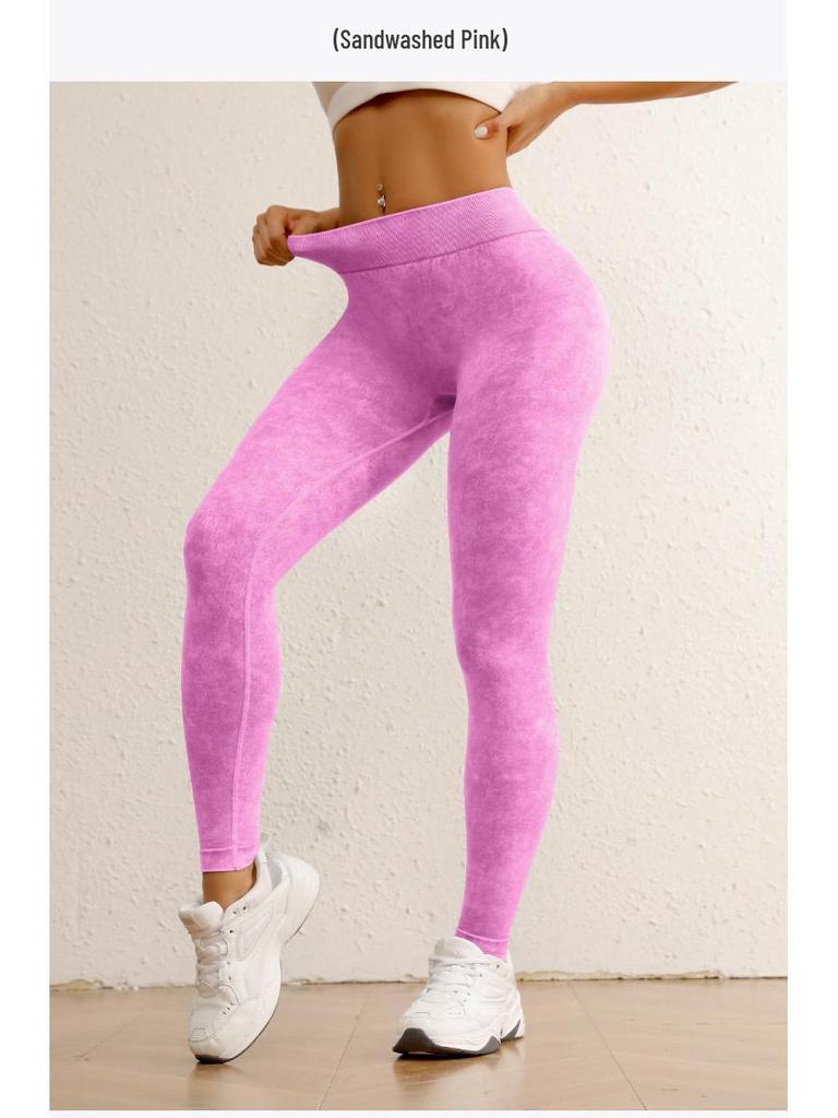 טייץ יוגה בגזרה גבוהה להרמת ישבן עם גימור שטוף חול