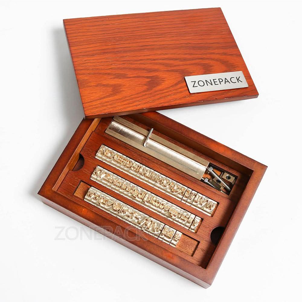 ZONESUN Brass Letter 6mm Hot Foil Stamping Letters Mold Set with Wood Box Time New Roman