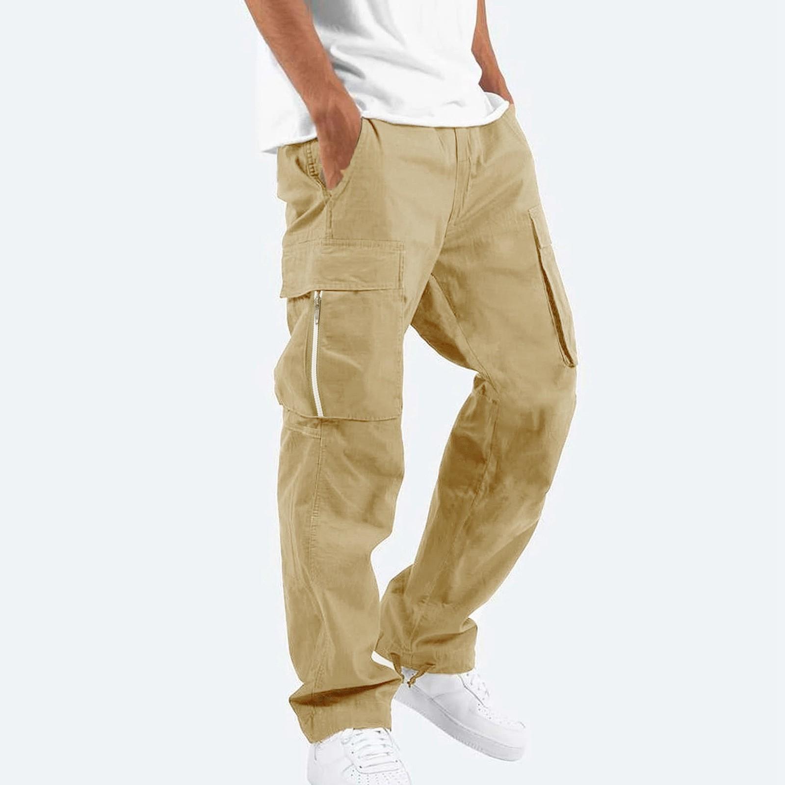 

Мужские комбинезоны, повседневные брюки с несколькими карманами и завязками, походные брюки, хлопковые саржевые брюки L хаки