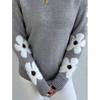 Women Autumn Winter Elegant Temperament Knitted Sweater Flower Jacquard Pullovers Tops