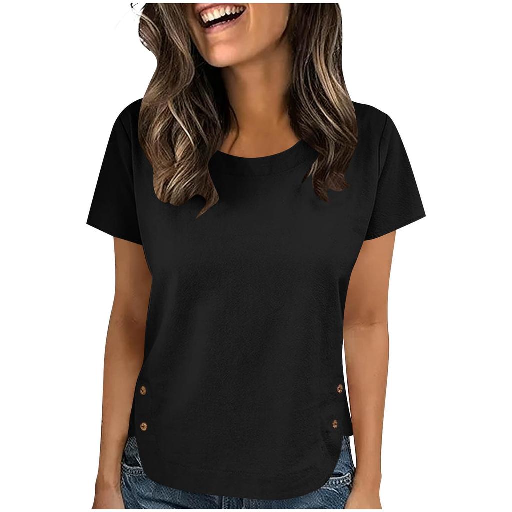 Top de punto para mujer de manga corta Casual Cómodo Blusa