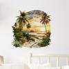 Autocollants Muraux Coucher de Soleil Plage d'Été Grandes Plantes Tropicales Arbre de Palmier Stickers Muraux à Décoller et Coller Décor d'Art Mural pour Salon Chambre Bureau Canapé TV