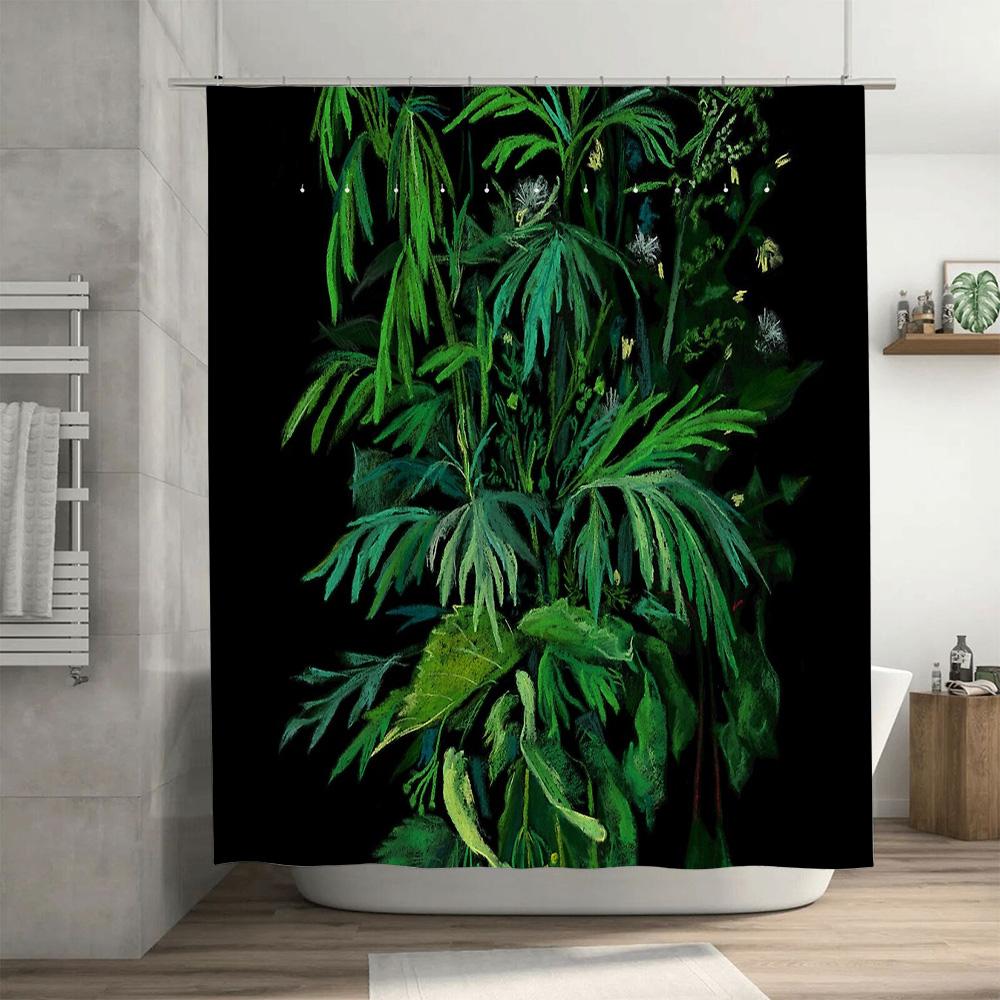 Botanical Shower Curtain Tropical Leaves Greenery Forest Nature Bathroom Decor Set Waterproof Vintage Farmhouse Wall Art