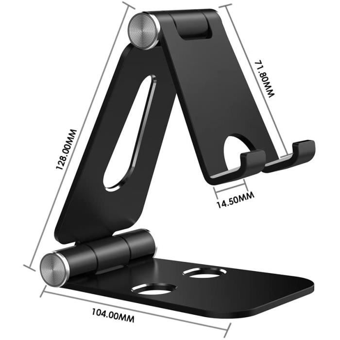 Support Téléphone - Accessoires - Pliable - Ajustable - Compatible 4-10 pouces - Noir