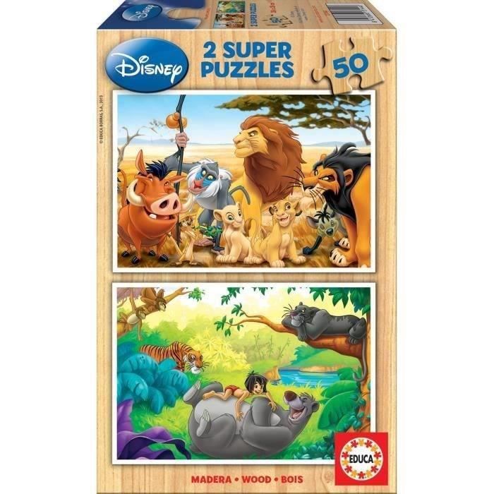 Puzzle En Bois Disney - Educa - Animaux - 50 Pièces - Pour Enfants Dès La Naissance