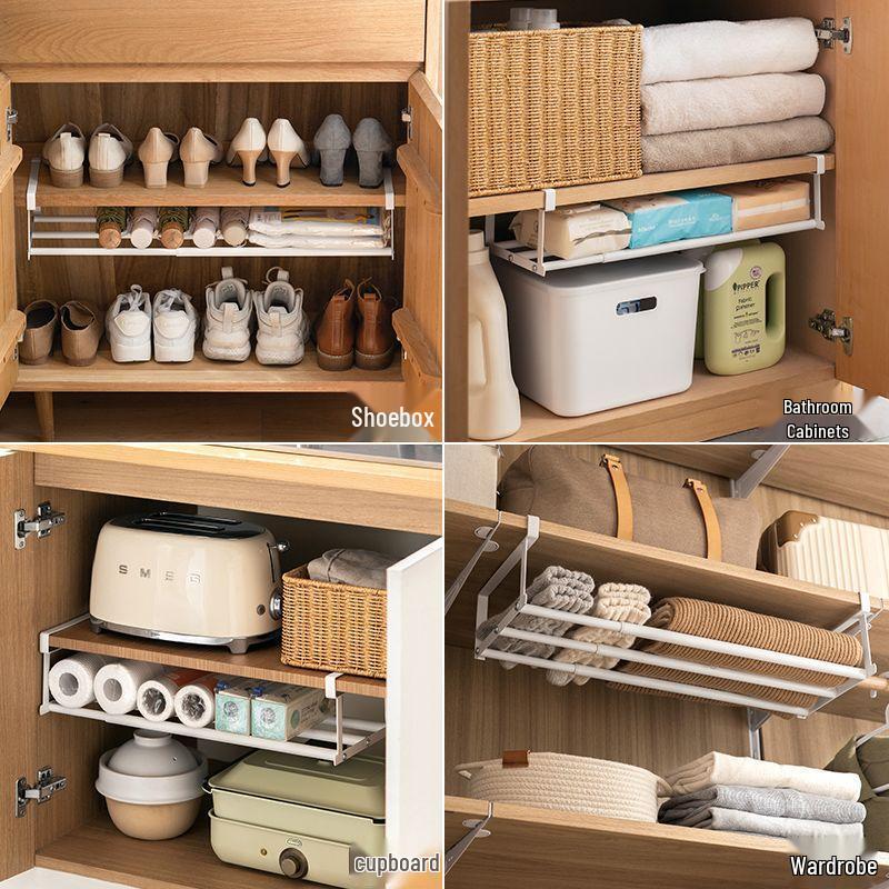 Retractable Layered Shoe Rack - Household Folding Storage for Hallway