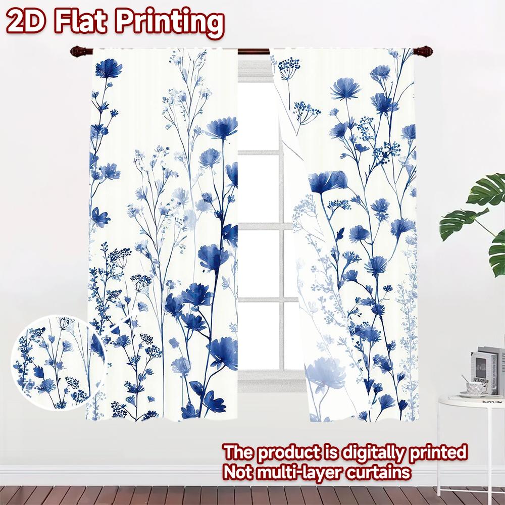 2D flat Photography Backdrop Photography Backdrop Blue Wildflower Silhouette 100% Polyester Anniversary Use for Suitable for