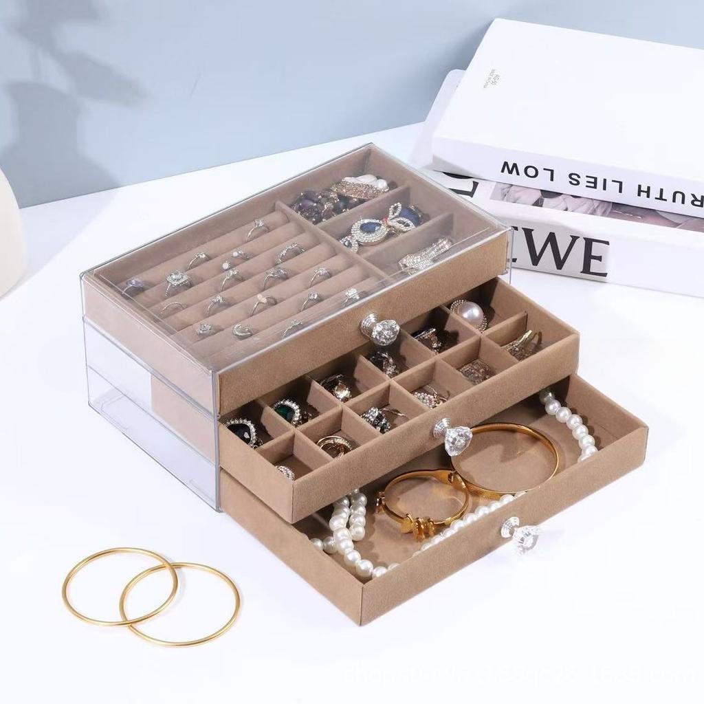 Dreischichtige Schmuckaufbewahrungsbox, Schubladentyp, großes Fassungsvermögen, Anlaufschutz für Ohrringe, Ringe, Halsketten, Armbänder, Schmuckkästchen.