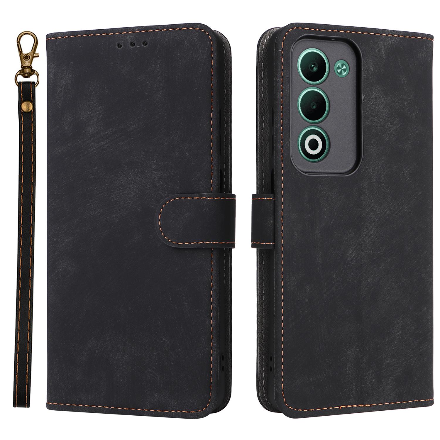 

Для Oppo A5 5G/4G/A5m Чехол Кошелек Блокировка RFID PU Кожа Чехол для телефона Подставка с ремешком Black