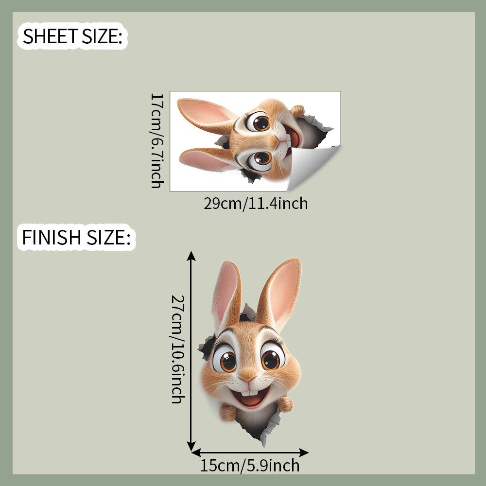 Creative Hole Cute Rabbit Toilet Sticker Bathroom Toilet Beautification Decorative Wall Sticker Customizable