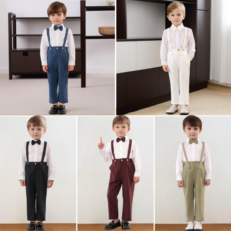 Dětský narozeninový smokingový oblek Letní britský styl Chlapecký svatební oblek Set Bílý Elegantní Dětské sborové vystoupení Formální oblečení 6 8 L