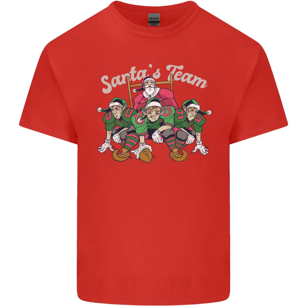 Santa American Football Team Christmas Xmas Unisexs Light Cotton TShirt