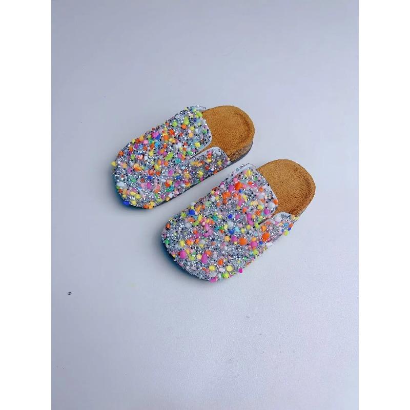 Summer Bling Children's Slippers Buckle Cork Slippers Girls Anti Slip Flat Outdoor Kids Fashion Shoes