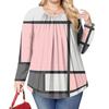 Women's Plus Size Fashion Printed Casual Pleated Round Neck Long Sleeve Top