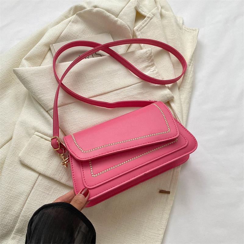 Fashionable Casual Women's Pu Material Small Square Shoulder Bag With Magnetic Closure