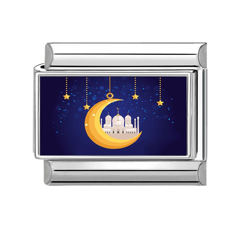 New Classic Hari Raya Haji Element Moon Sheep Pattern Italian Charm Links Fit 9mm Bracelet Stainless Steel DIY Making Jewelry