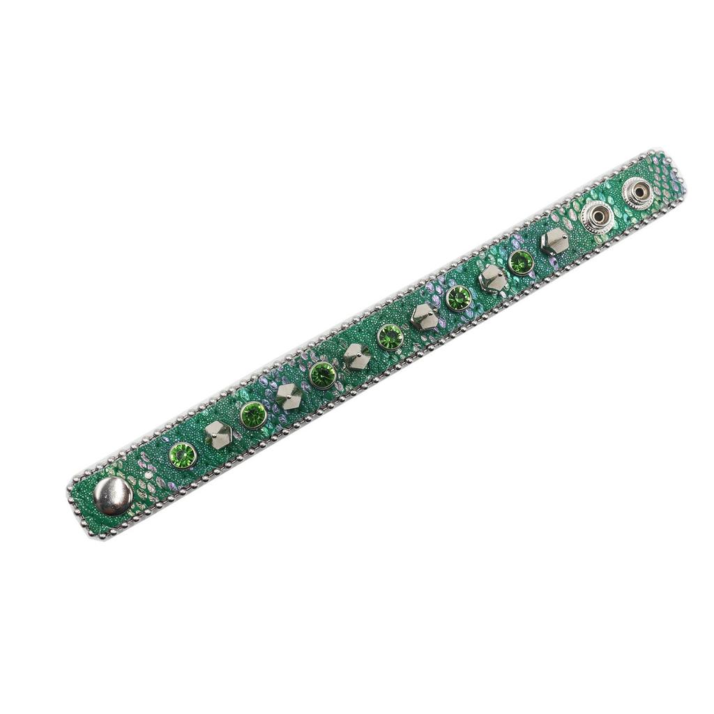 Y2K Gothic Punk Rhinestone Studded Leather Bracelet Wristband