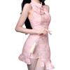 [Uccellino] Chinese Dress, Ruffled, Cosplay, Lolita, Sexy Mini Dress (Pink, M)