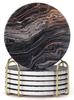 HUACHENG Stylish Set of 6 Ceramic Coasters with Marble Pattern, Heat-Resistant, Protective Cork Backing, MugTea PadCup Mat, Water-Absorbent,