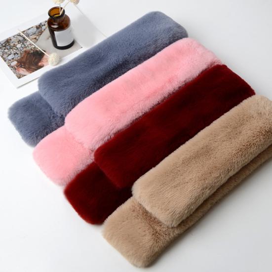 Cross Scarf Faux Rabbit Fur Double-sided Thickened Soft Washable Keep Warm Pure Color Autumn Winter Women Neck Warmer Collar Scarf for Outdoor