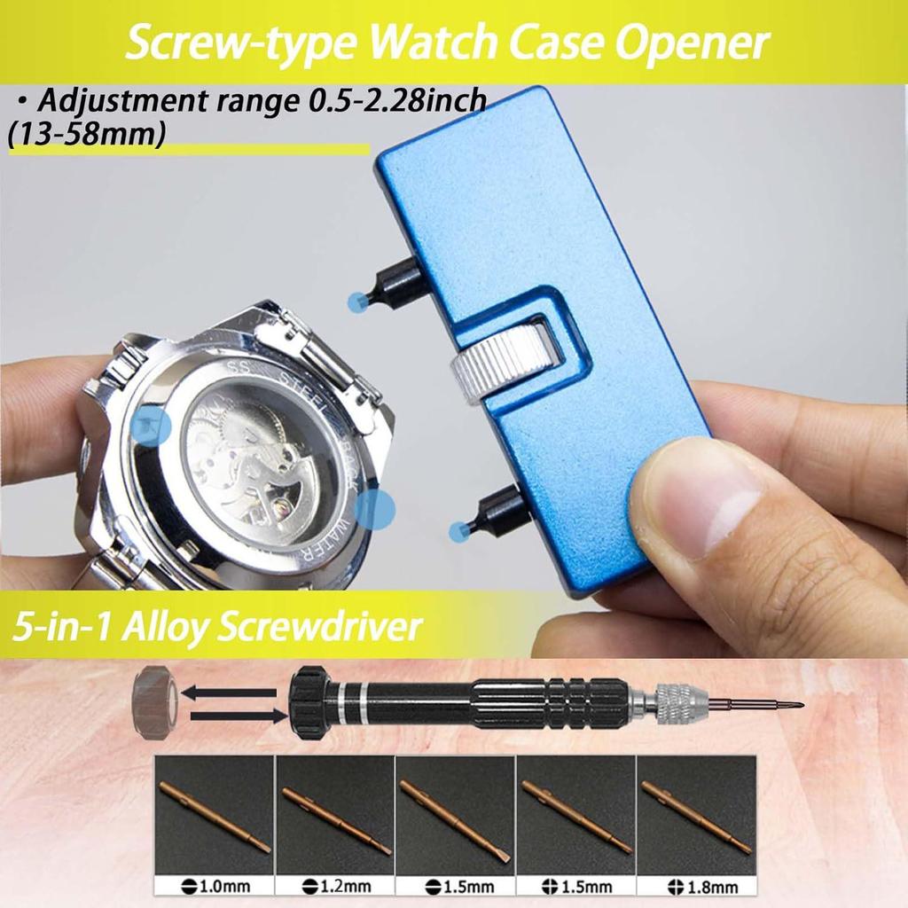 39-Piece Watch Repair Tool Kit: Press, Replace Battery, Remove & Install Watch Bands