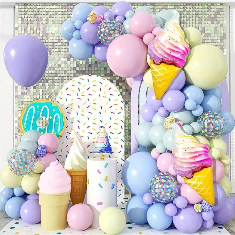 Ice Cream Macaron Balloon Chain Set Summer Birthday Party Wedding Store Decoration Supplies