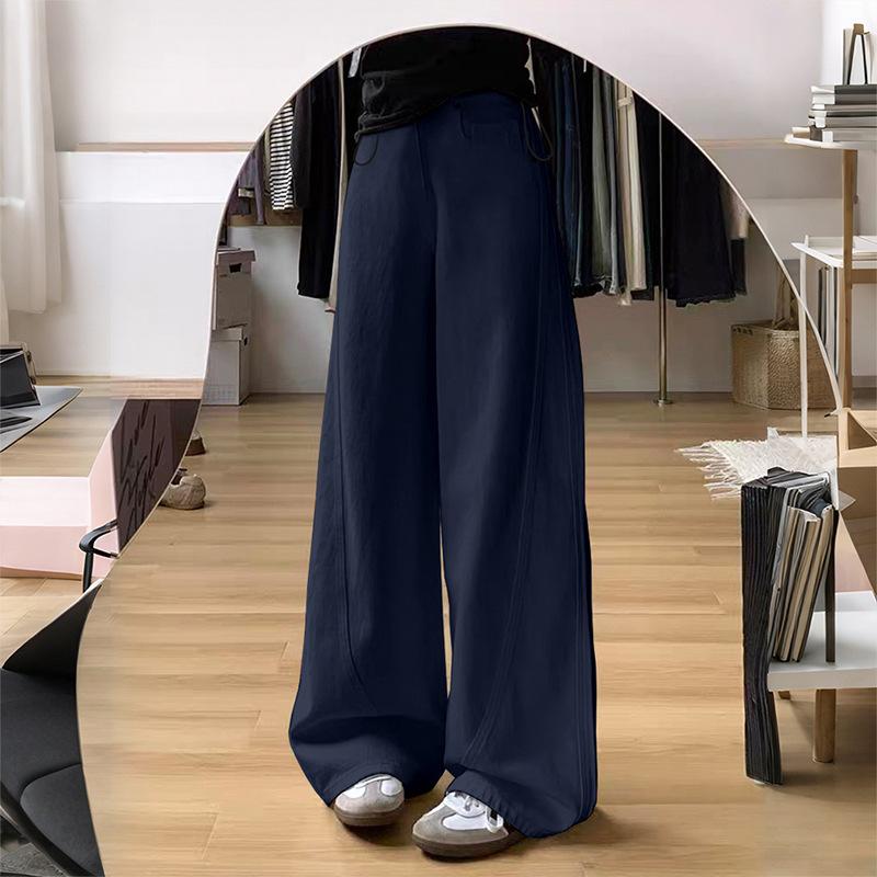 

6 #maternity pants casual pants autumn drawstring outer wear wide-leg pants scimitar pants straight pants no support maternity wear 2XL темно-синий