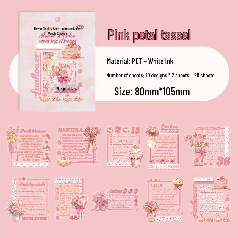 

Dream Series Floral PET Stickers: 6 Styles, 20 Sheets - DIY Decorative Plant Design