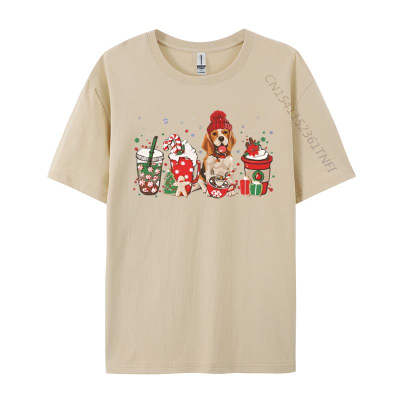Beagle Dog Lover Merry Christmas Tshirt Graphic Print Tops Unisex Hip Hop Tee Clothes T Shirt Street Cotton Tshirt