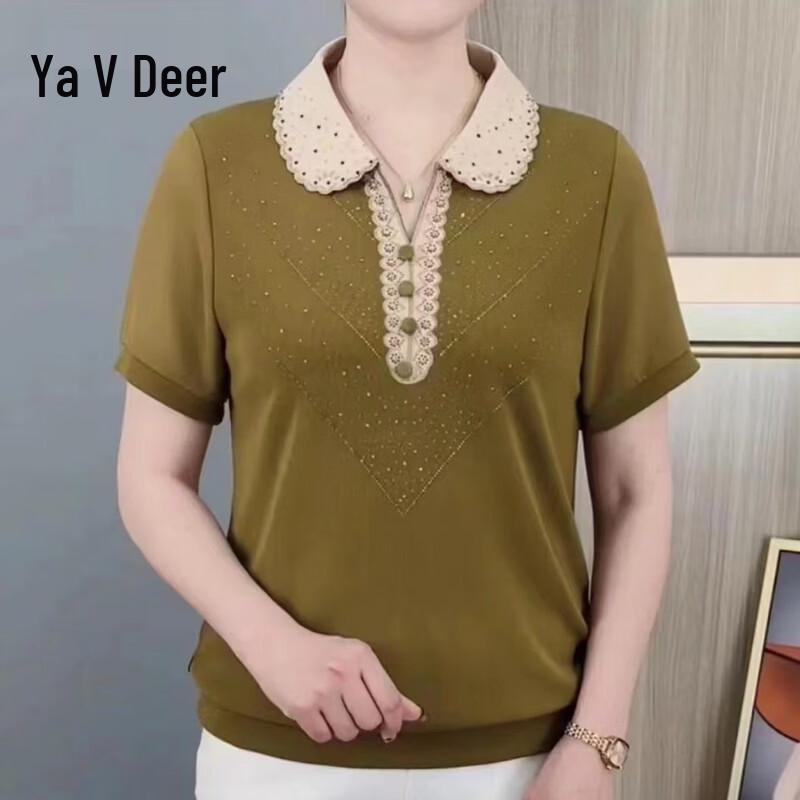 Yalu Women s Fashion Lapel T-Shirt XL