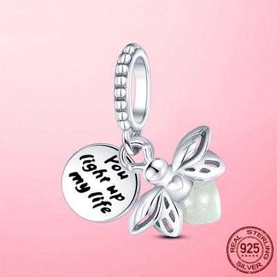 Neuer, im Dunkeln leuchtender Firefly-Charm-Anhänger aus 925er-Sterlingsilber, passend für Original-Modearmband-DIY-Schmuck