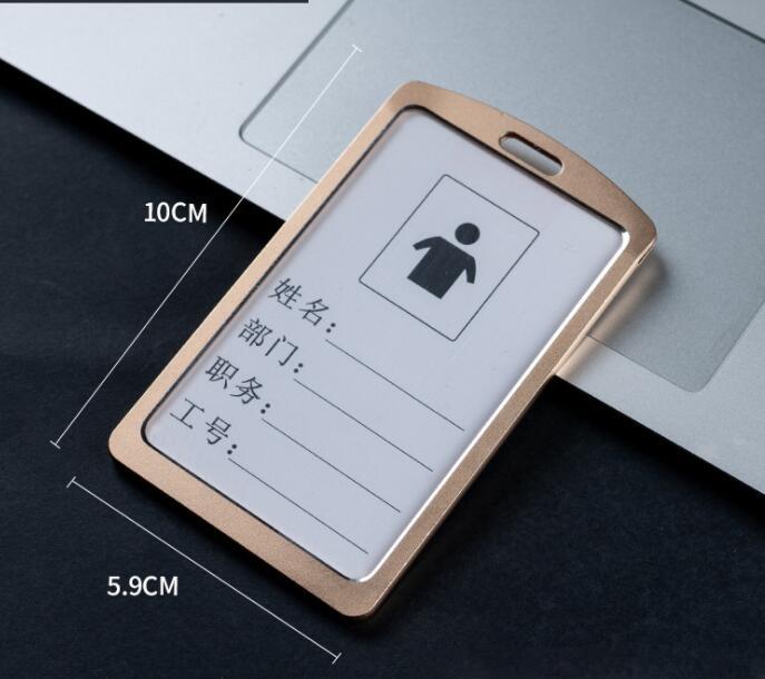 1PC Aluminum Alloy Work Name Credit Card Holders Business Work Card ID Badge Lanyard Holder Bag Vertical Metal ID Business Case