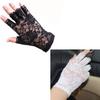Guantes de Encaje Góticos para Fiesta de Mujer Sexy Elegantes sin Dedos Manoplas Blancas y Negras