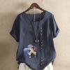 Moda Donna Maglietta Manica Corta Girocollo Stampata Coppia Carina Casual Cotone Lino Maglietta Grafica Tempo Libero Ampia Blusa Estiva Top