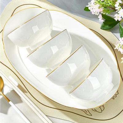 SIFAR Gold Rim Ceramic Rice & Soup Bowl