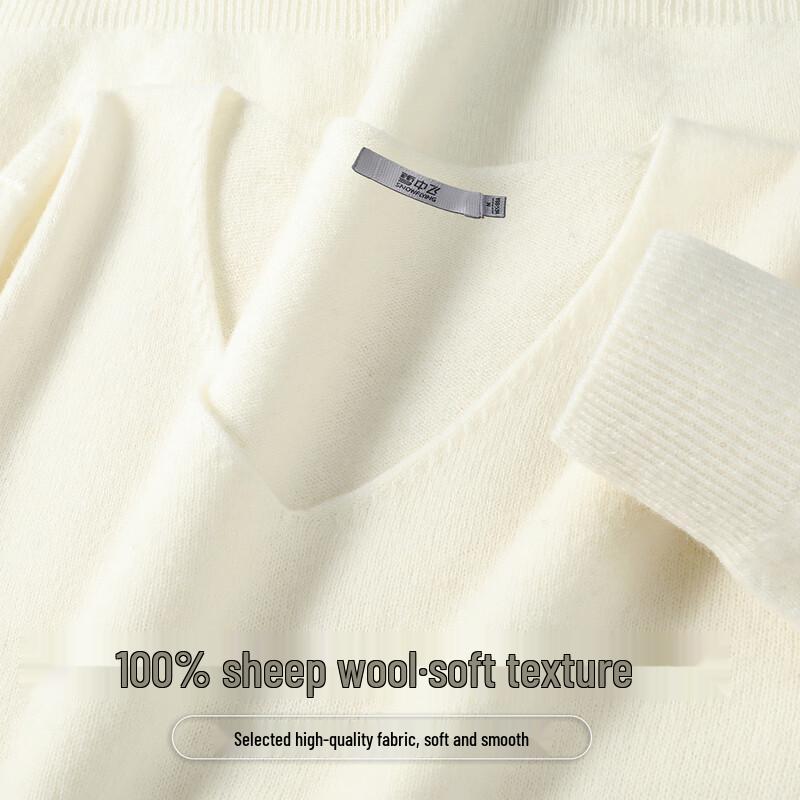 SNOWFLYING Women's 100% Merino Wool V-Neck Basic Knit Sweater
