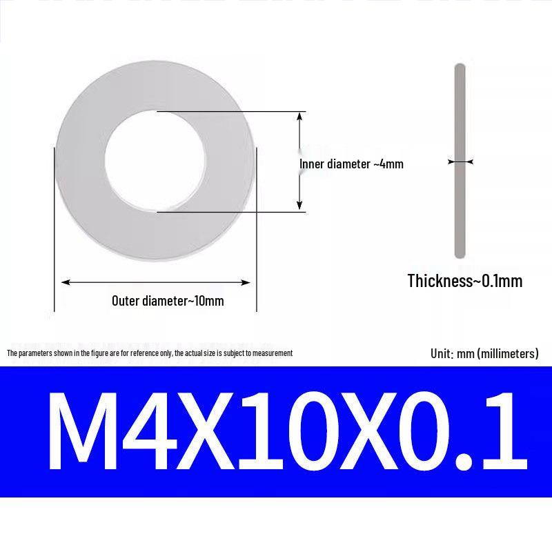 304 Stainless Steel Ultra-Thin Flat Washer, Thickness: 0.1/0.2/0.3/0.4/0.5 Mm, Sizes M1-M8