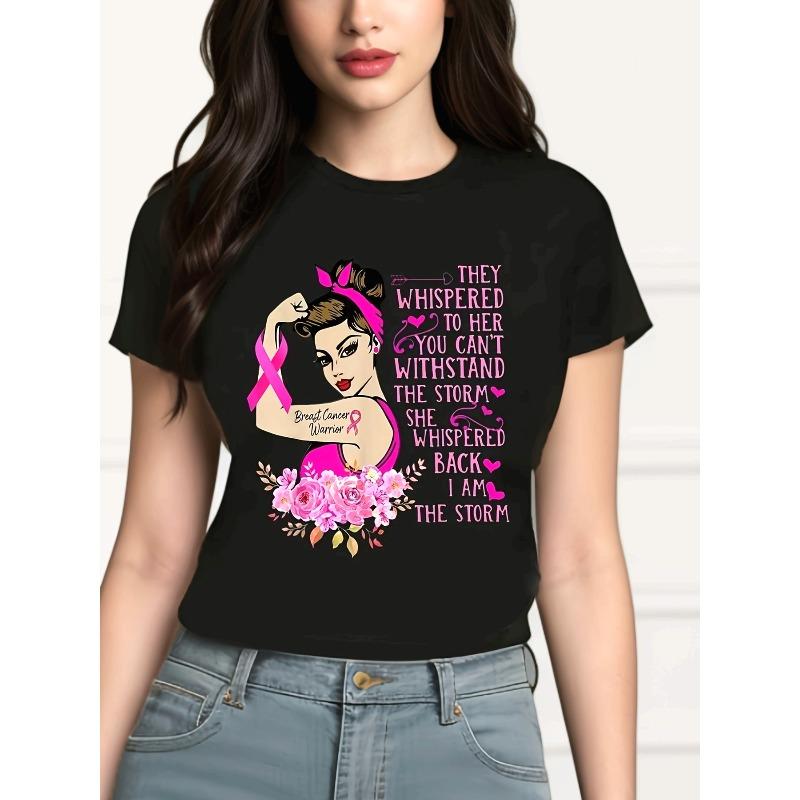 

European sizes Graphic Print T-shirt, Short Sleeve Crew Neck Casual Top for Summer & Spring, Women s Clothing 4XL