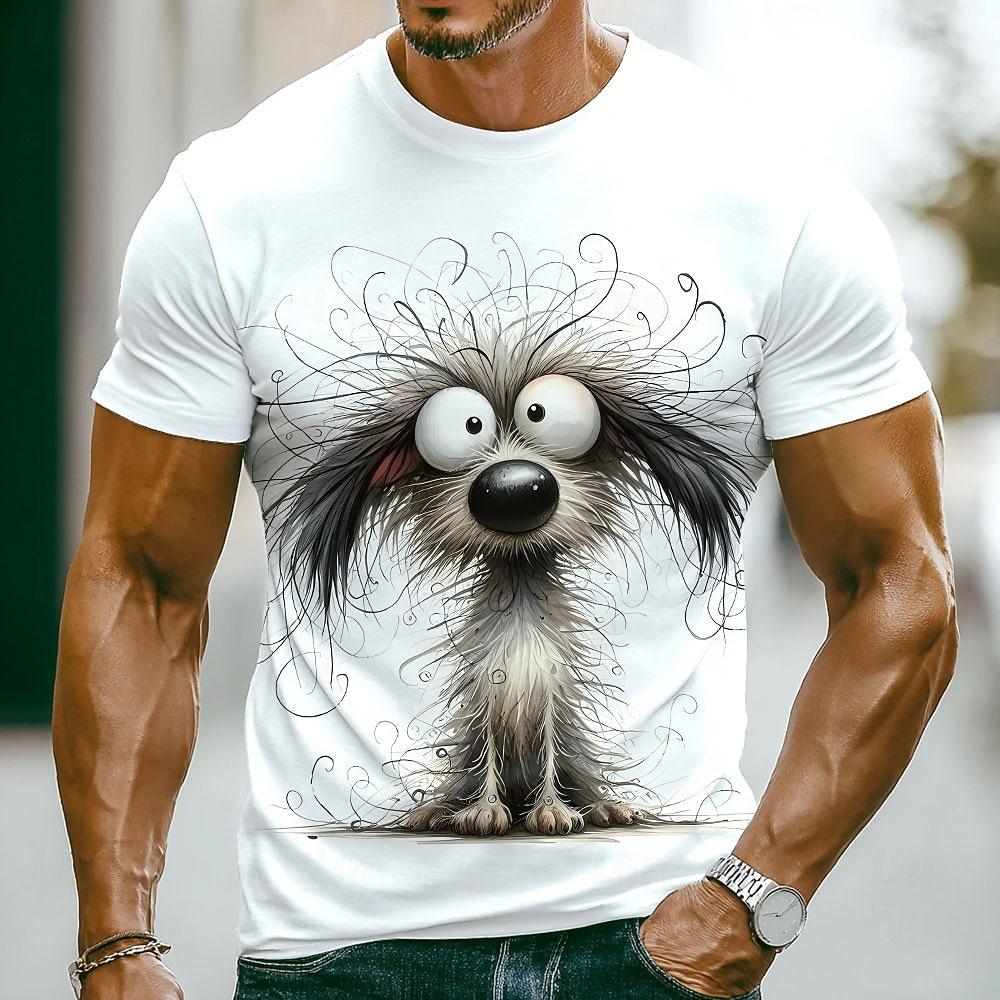 Men's Cat 3D Funny T Shirt Short Sleeve T shirt 3D Print Crew Neck Shirt Exaggerated Designer Party Holiday Blue Black 1 Black
