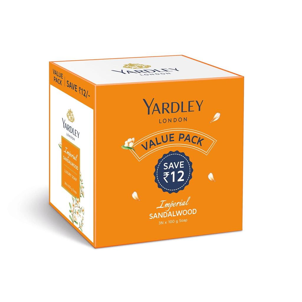 Yardley London Sandalwood Luxury Soap 100g X 3N | Long Lasting Fragrance | Gentle Bath Bar For Soft Skin & Daily Refreshing Cleanse