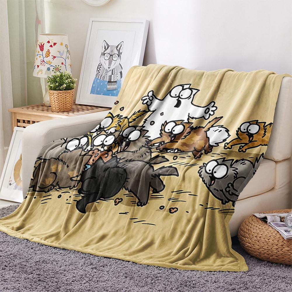 1pz Coperta in Flanella con Stampa del Gatto Simon, Alta Qualità per Tutte le Stagioni, Decorazione per la Casa, Calore e Comfort, Perfetta per Regali di Natale