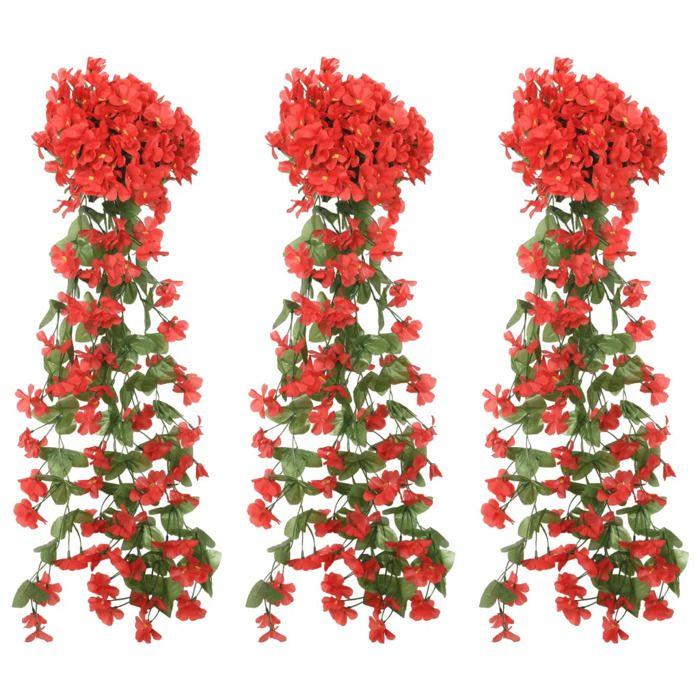 Guirlande de fleurs artificielles - vidaXL - Rouge - Soie artificielle - Polyéthylène - 85 cm