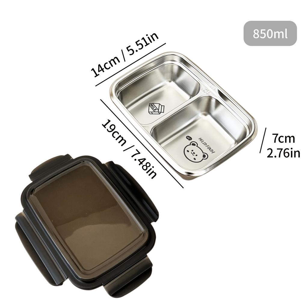 WORTHBUY 304 Stainless Steel Divided Bento Lunch Box Portable Leak-proof Food Container With Compartments For Students Kids