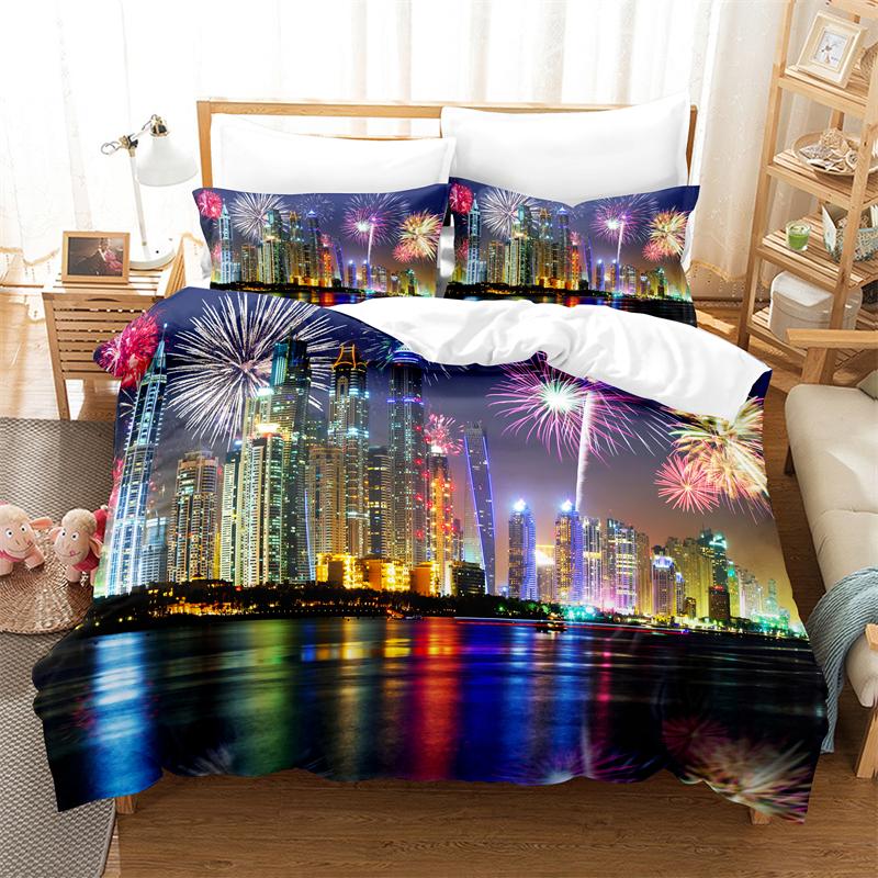 City Night Scene Bedding Set Duvet Cover Set 3d Bedding Digital Printing Bed Linen King Queen Size Bedding Set Fashion Design