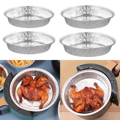 50Pcs Portable Silver Foil Trays Non-Stick Disposable Foil Flan Dishes Round Foil Food Container Baking