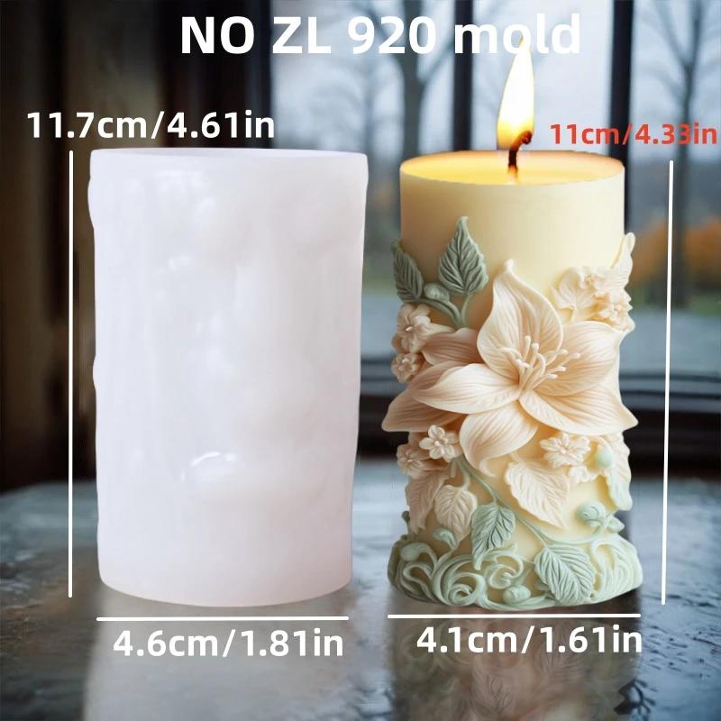 3D Rattan relief cylindrical candle silicone mold blooming peony relief cylindrical candle mould flower cylindrical gypsum molds